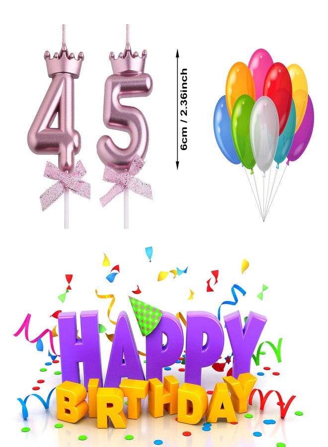 VSHILI 45th 54th Birthday Candles, Rose Gold 54 45 Year Old Number Birthday Candles, Happy Birthday Party Cake Topper Decoration Gifts for Women Men - Image 2